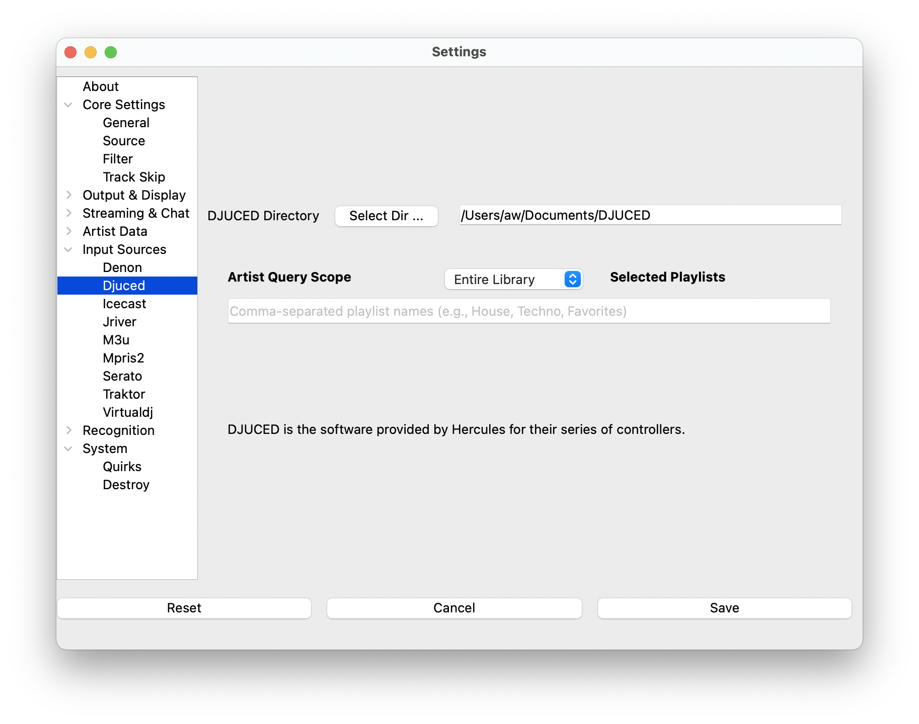 DJUCED Directory Selection