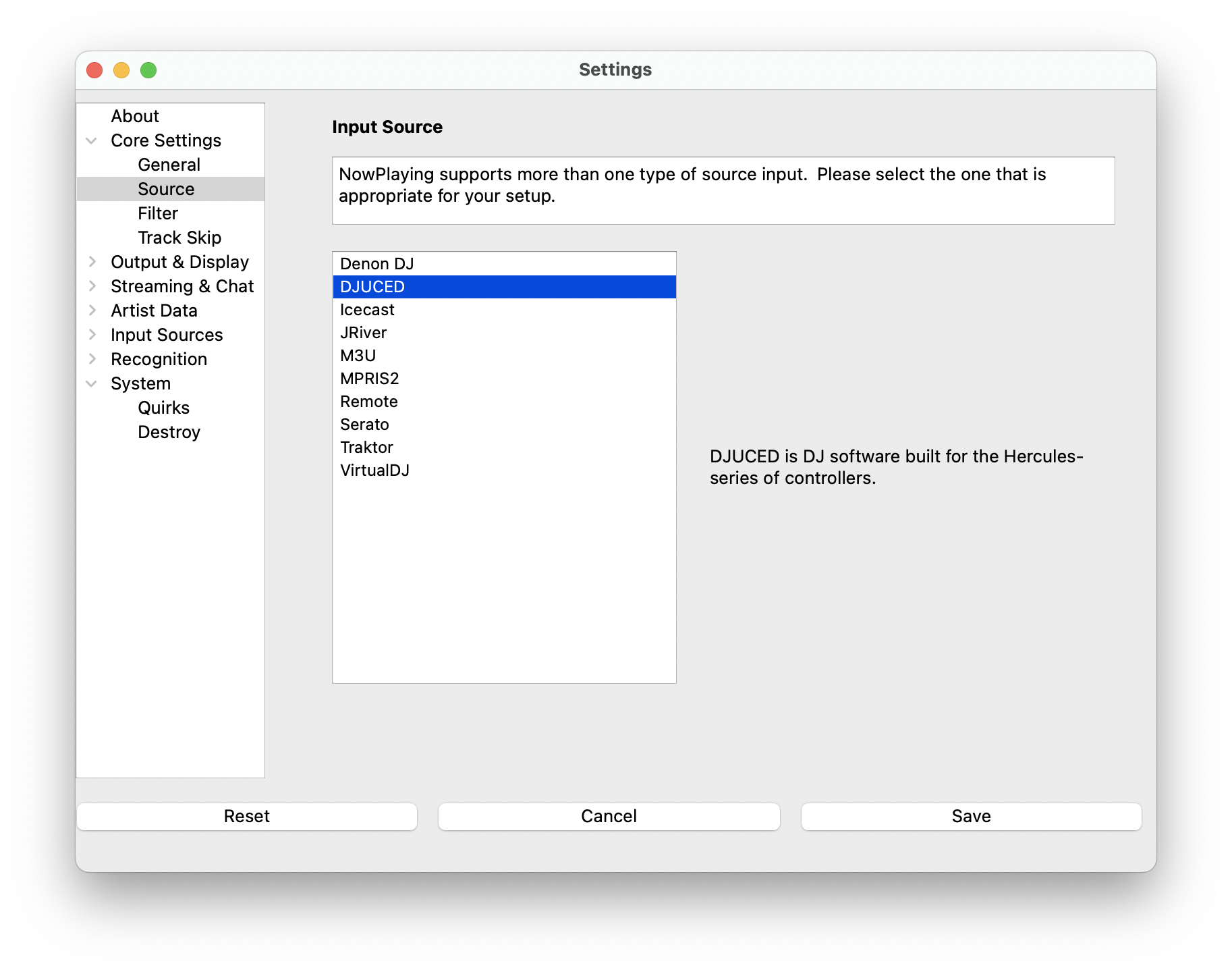 DJUCED Source Selection