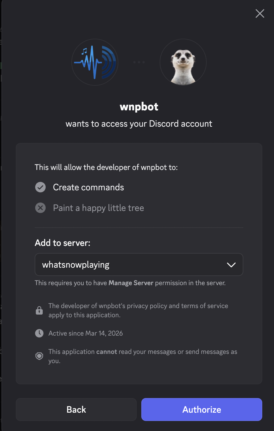 Discord add to server authorization