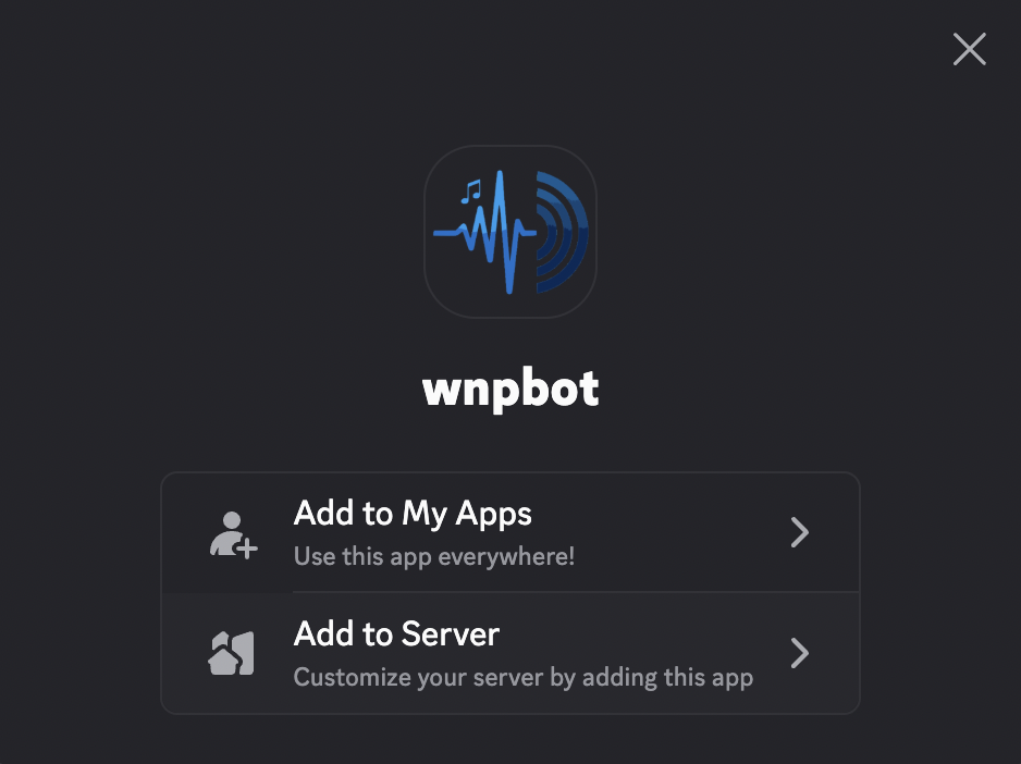 Discord add app dialog
