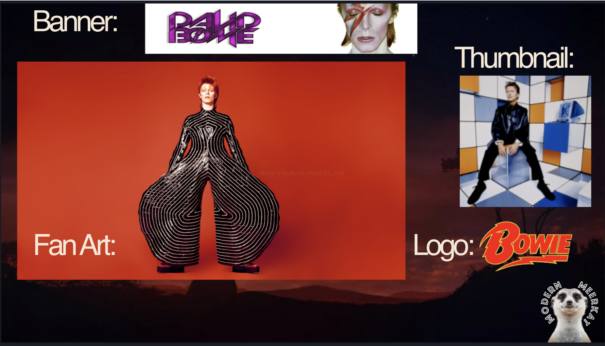 OBS screen with an example of each image type