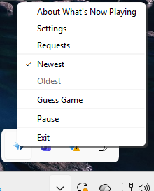Windows system tray menu