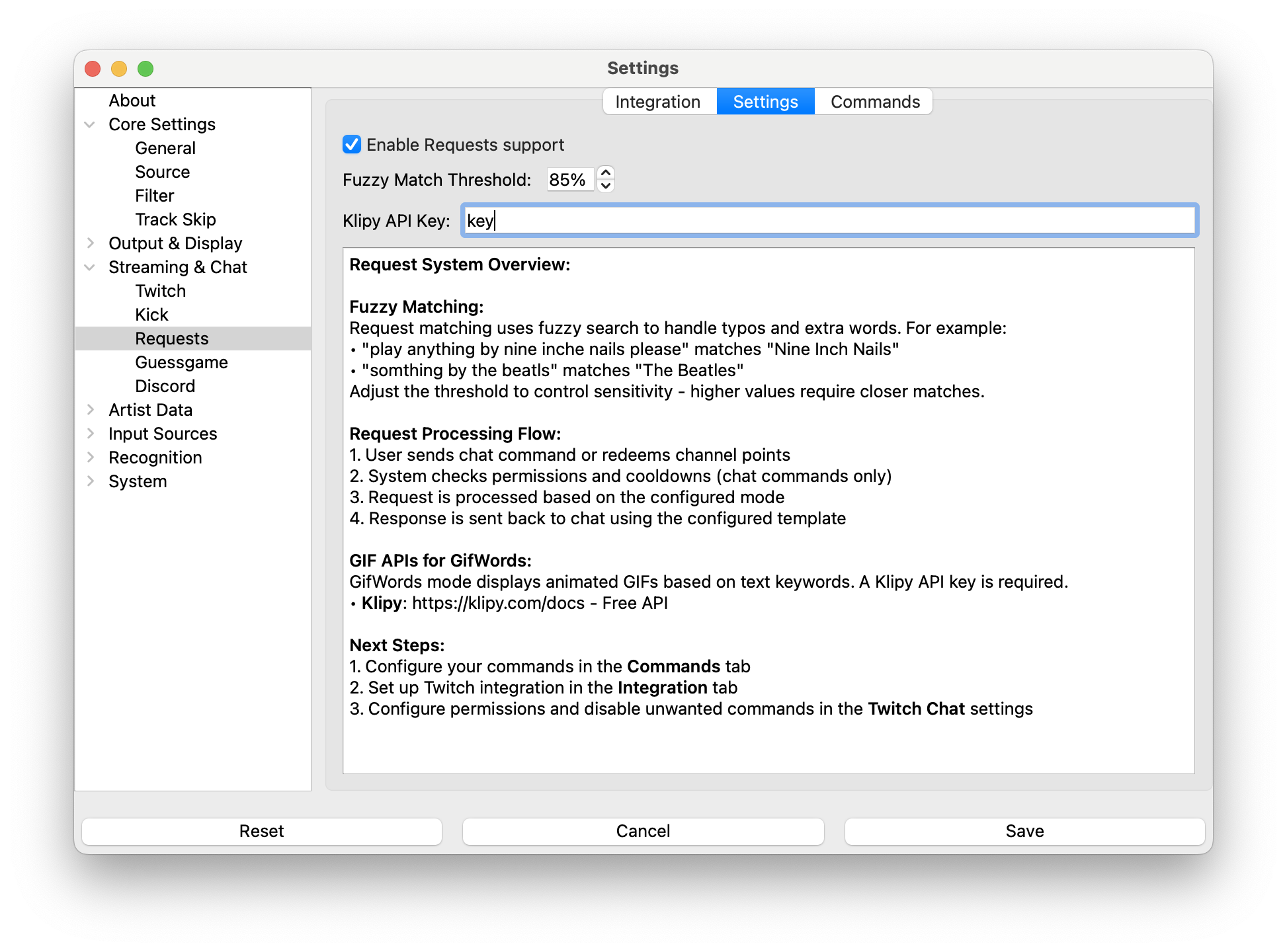 Request Settings