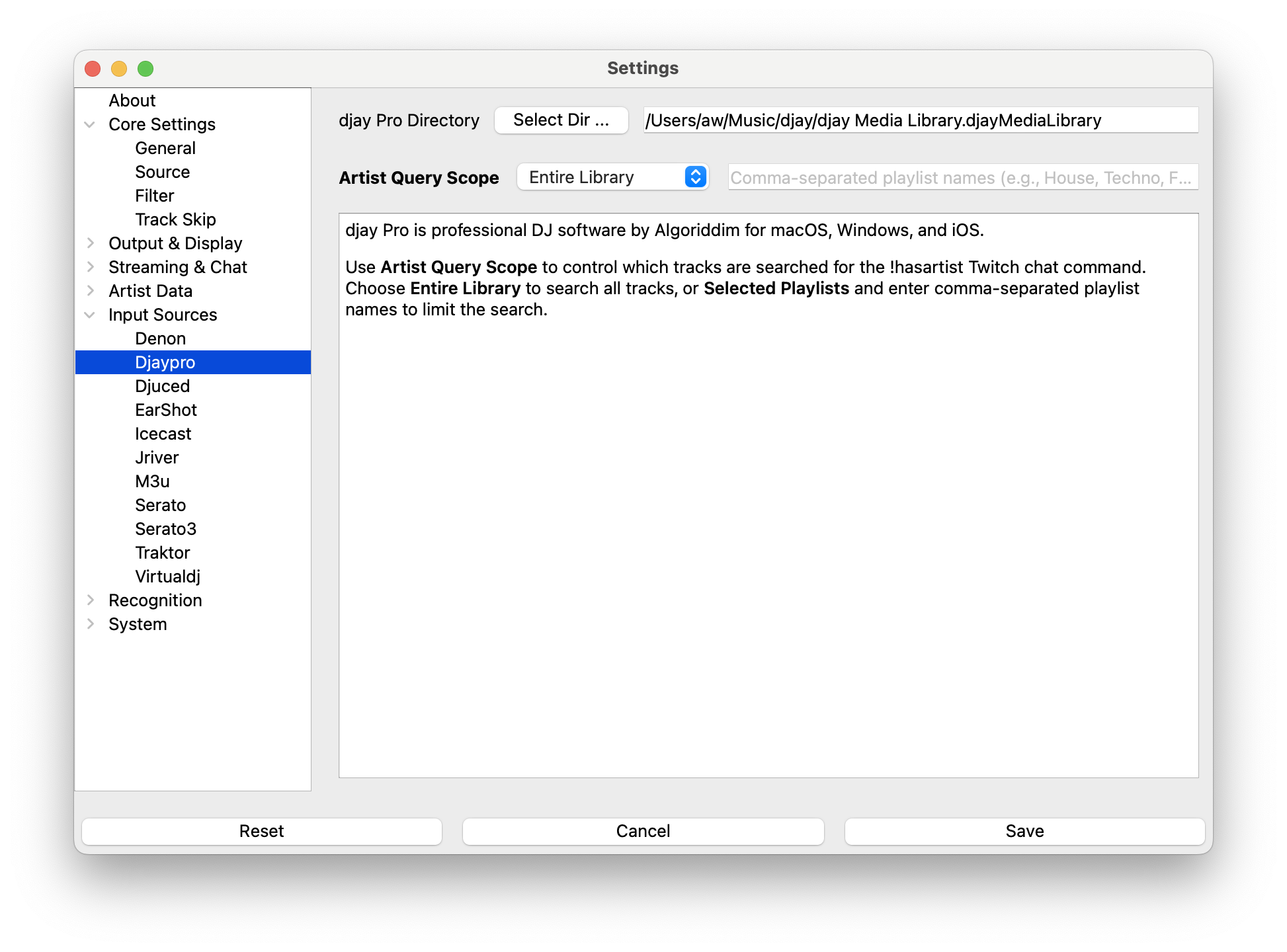 djay Pro Source Selection
