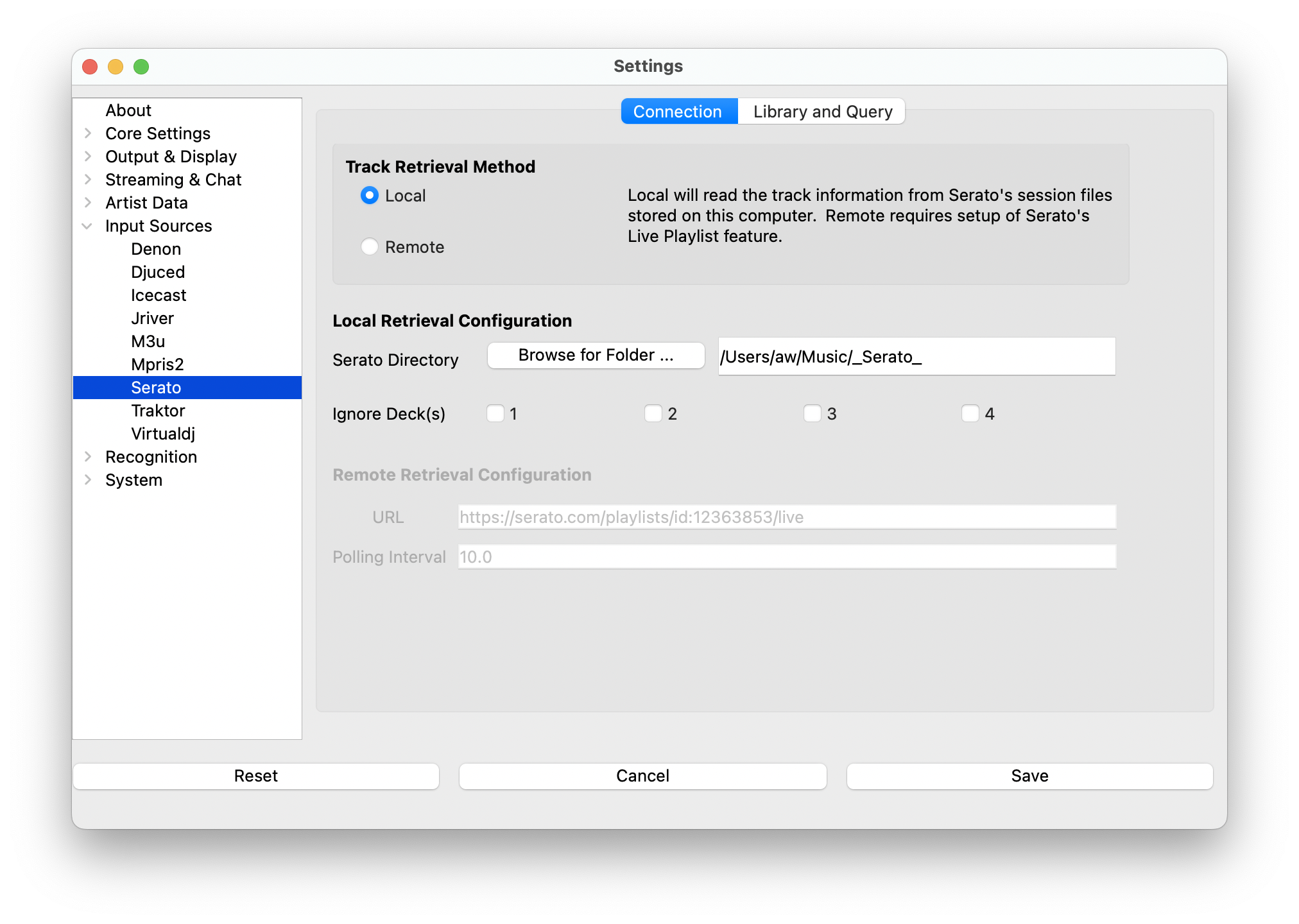 Local Mode Settings