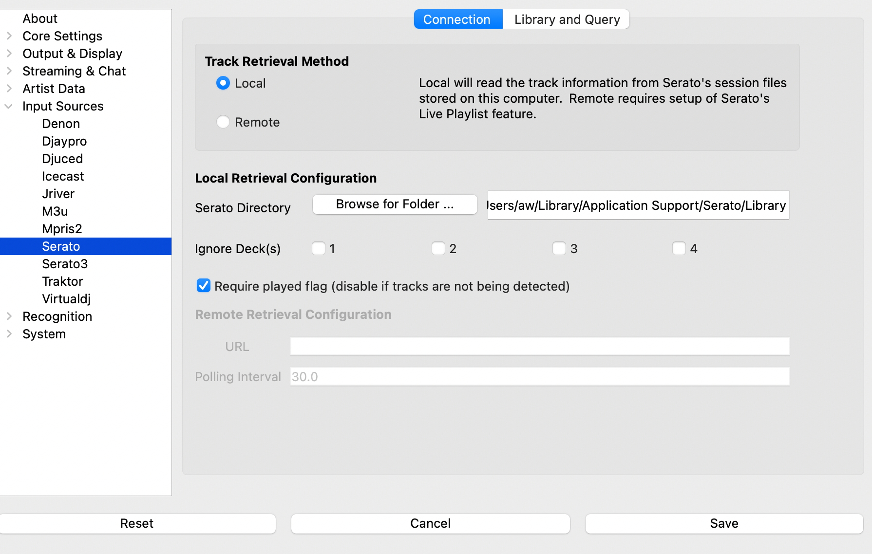 Local Mode Settings