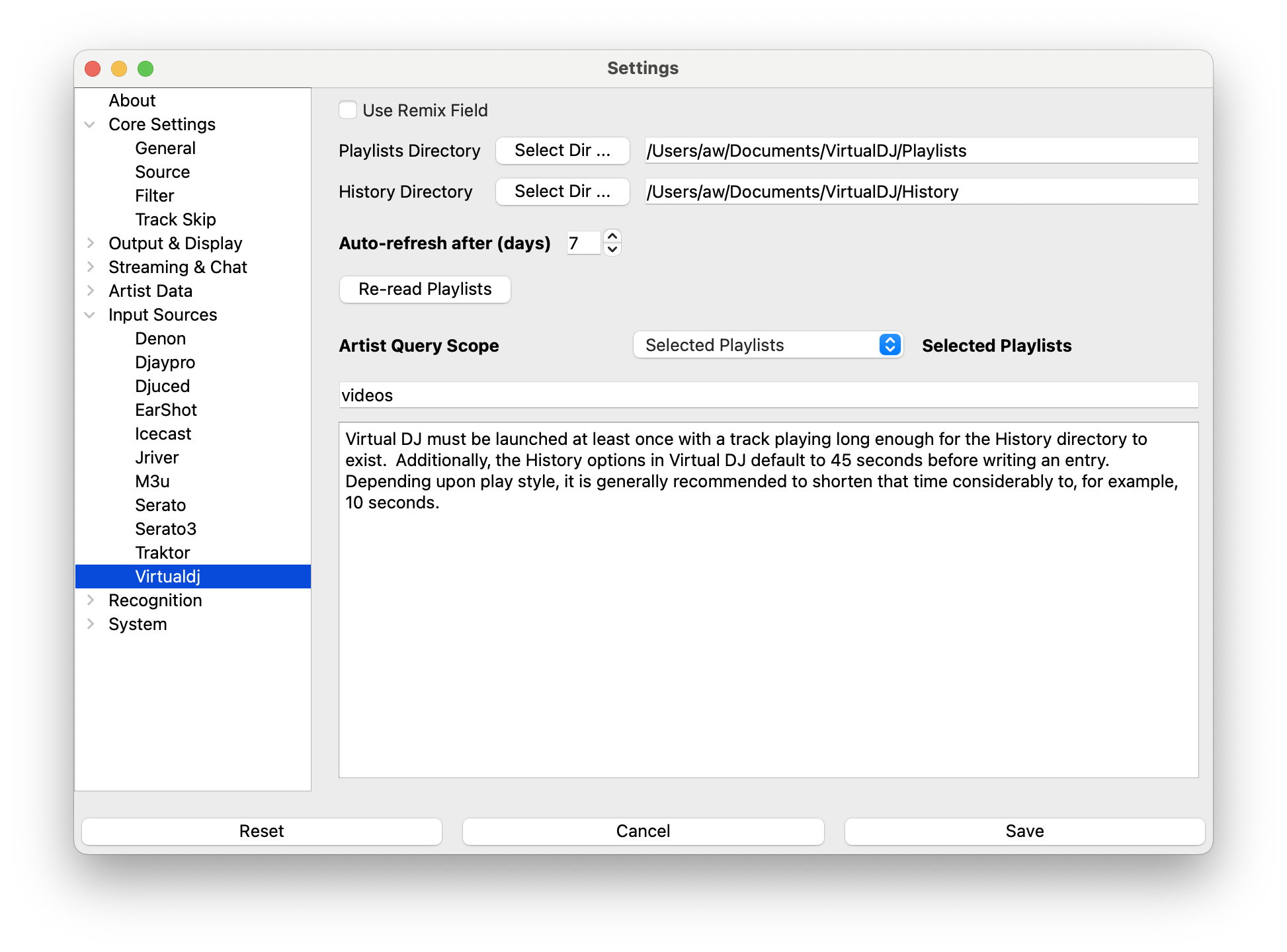 Virtual DJ Source Selection
