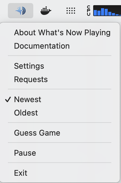 macOS menu bar menu