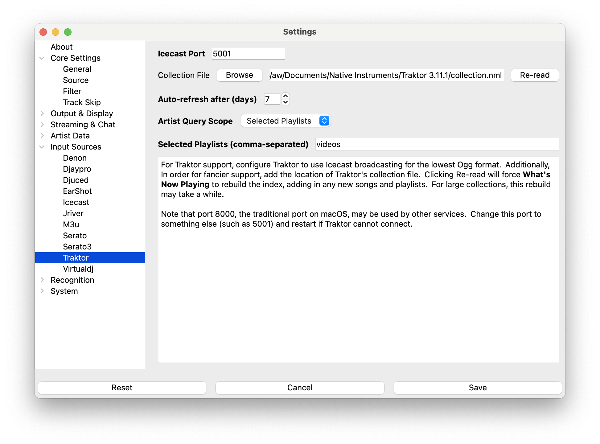 Traktor Source Selection